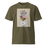 BLOOMING INTO BEING Unisex Premium Cotton T-shirt Energy Art by Yesang Lee - Dark