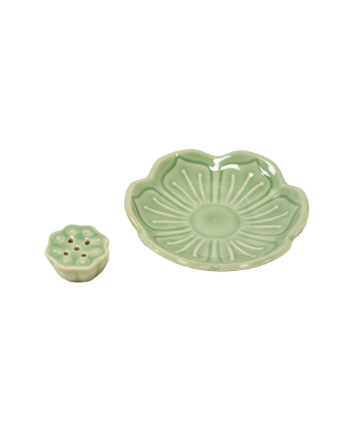 Green Lotus Leaf Incense Holder (5 holes)