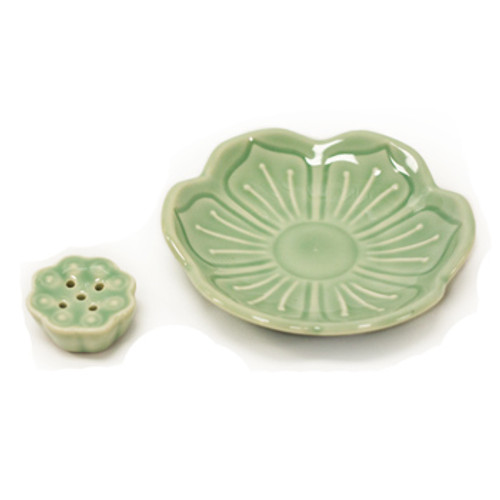 Green Lotus Leaf Incense Holder (5 holes)