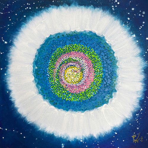 Jisu Han Energy Art Flower of the Universe #1 | Framed Canvas Print