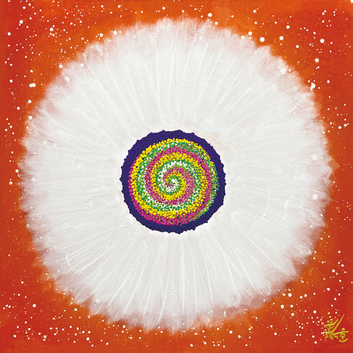 Jisu Han Energy Art Flower of the Universe #6 | Framed Canvas Print