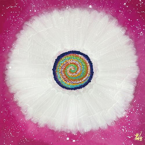 Jisu Han Energy Art Flower of the Universe #7 | Framed Canvas Print
