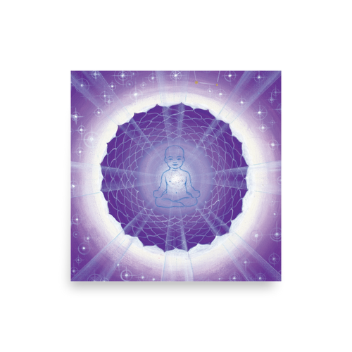 Spiritual ambiance—Crown Chakra print in serene corner