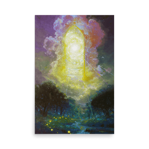 Flat-lay Gate of Dimensions print ready for intentional framing