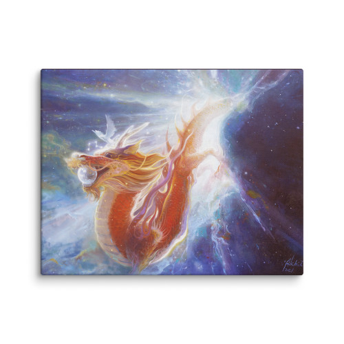 Mindful gift for seekers — Red Dragon canvas energy art
