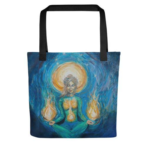 Flames of Awakening Tote Bag Energy Art by Karina Woldt
