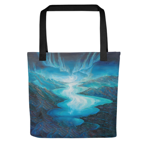 Northern Lights above Loch Ness Tote Bag Energy Art by Karina Woldt