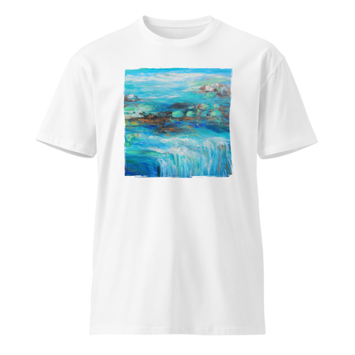 RIVER FLOW Unisex Premium Cotton T-shirt Energy Art by Karina Woldt - Light