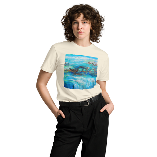 RIVER FLOW Unisex Premium Cotton T-shirt Energy Art by Karina Woldt - Light