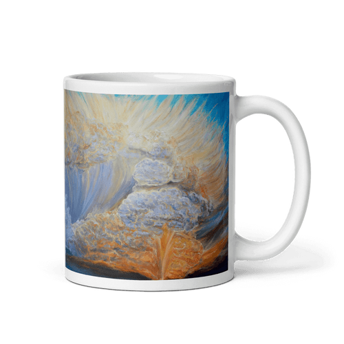 RISE OF THE FIERY CLOUDS White Glossy Ceramic Mug Energy Art by Karina Woldt