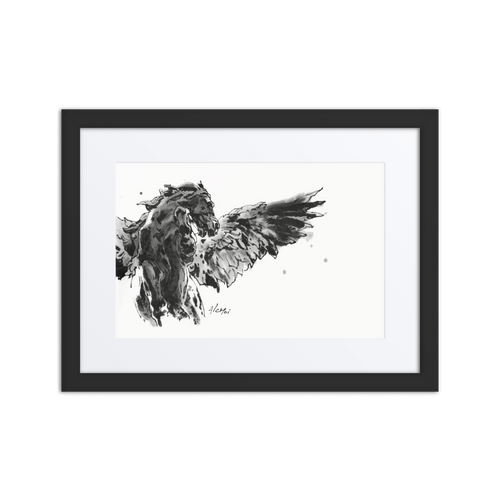 Horse Ink Painting 7 | Al Choi Energy Art | Framed Paper Print with Mat