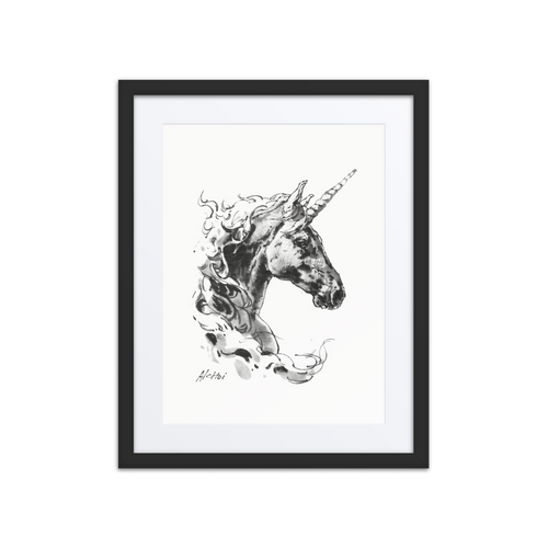 Horse Ink Painting 8 | Al Choi Energy Art | Framed Paper Print with Mat