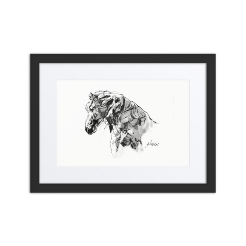 Horse Ink Painting 10 | Al Choi Energy Art | Framed Paper Print with Mat