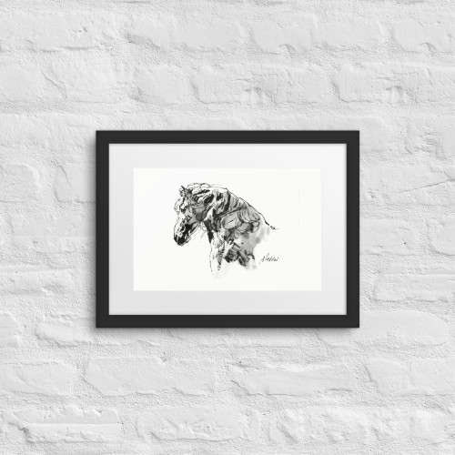 Horse Ink Painting 10 | Al Choi Energy Art | Framed Paper Print with Mat