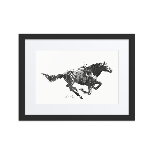 Horse Ink Painting 12 | Al Choi Energy Art | Framed Paper Print with Mat