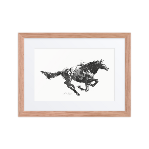 Horse Ink Painting 12 | Al Choi Energy Art | Framed Paper Print with Mat