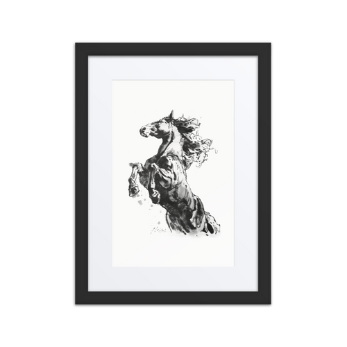 Horse Ink Painting 2 | Al Choi Energy Art | Framed Paper Print with Mat