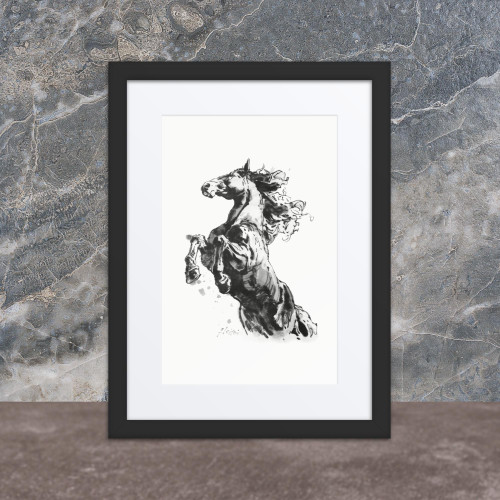Horse Ink Painting 2 | Al Choi Energy Art | Framed Paper Print with Mat