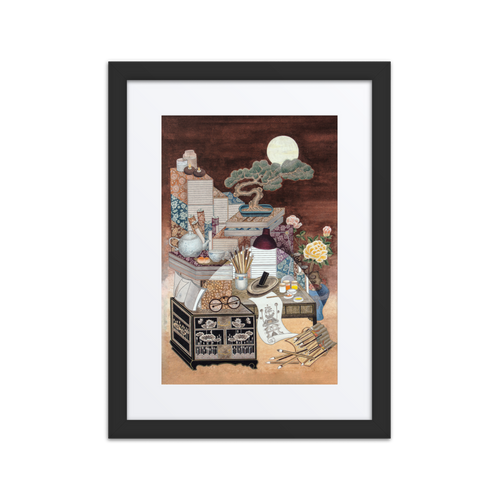 After Everyone Falls Asleep - Energy Art by Meekyung Shin - Framed Paper Print with Mat