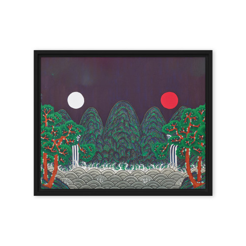 The Sun, the Moon, and the Five Peaks - Energy Art by Meekyung Shin - Framed Canvas Print