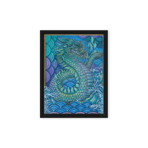 Blue Dragon - Energy Art by Matthew Smith - Framed Canvas Print