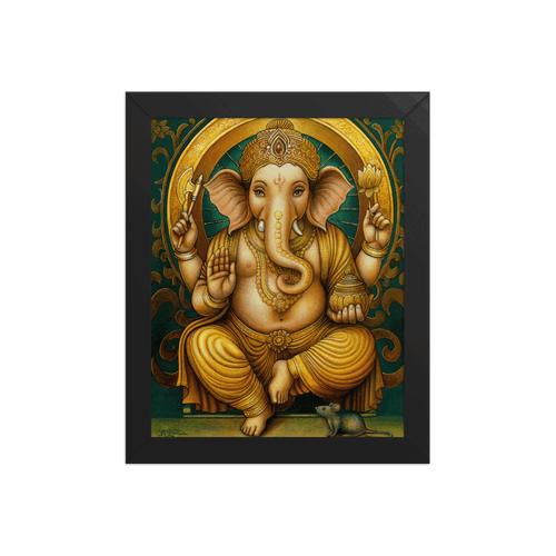 Golden Ganesh - Energy Art by Matthew Smith - Framed Paper Print