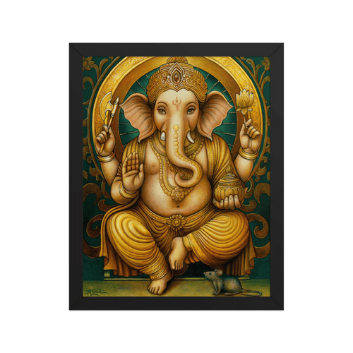 Golden Ganesh - Energy Art by Matthew Smith - Framed Paper Print
