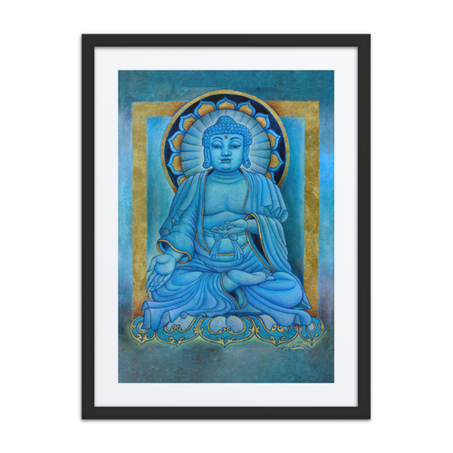 Blue Buddha - Energy Art by Matthew Smith -  Framed Paper Print with Mat