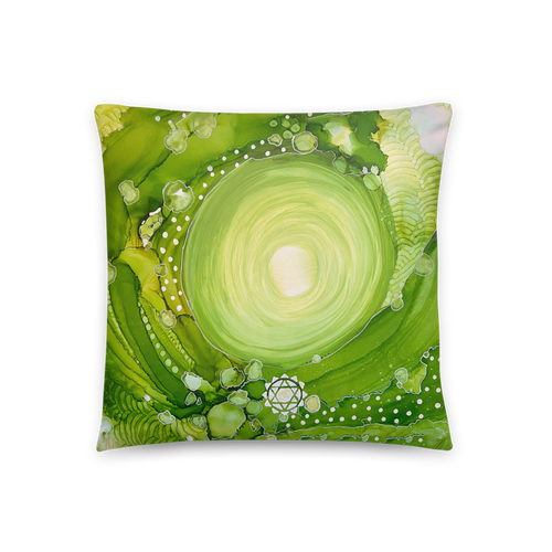 Heart Chakra Throw Pillow by Rebecca Bond