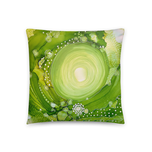 Heart Chakra Throw Pillow by Rebecca Bond