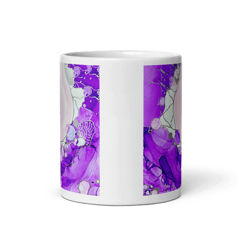 CROWN CHAKRA White Glossy Ceramic Mug - Energy Art by Rebecca Bond