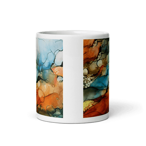 DESERT LANDSCAPE White Glossy Ceramic Mug - Energy Art by Rebecca Bond