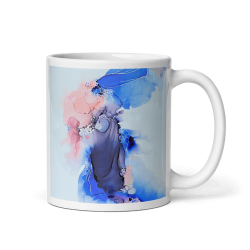 LEVITATE White Glossy Ceramic Mug - Energy Art by Rebecca Bond