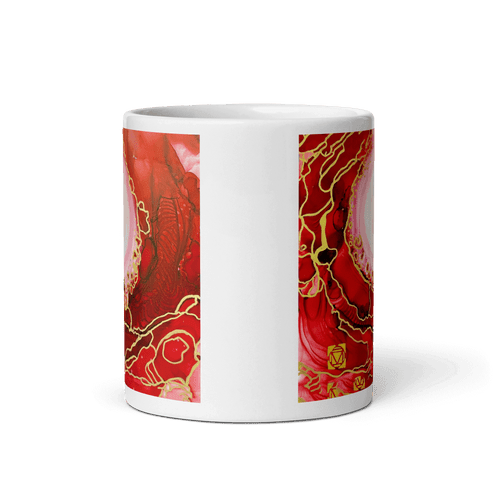 ROOT CHAKRA White Glossy Ceramic Mug - Energy Art by Rebecca Bond