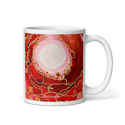 ROOT CHAKRA White Glossy Ceramic Mug - Energy Art by Rebecca Bond