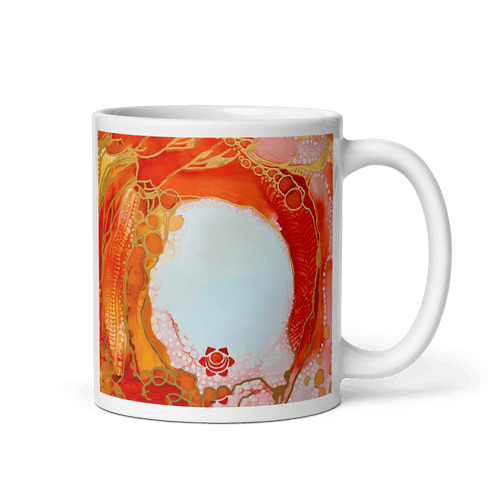 SACRAL CHAKRA White Glossy Ceramic Mug - Energy Art by Rebecca Bond