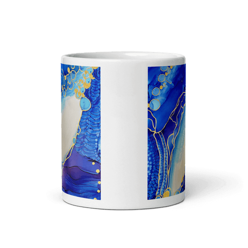 THROAT CHAKRA White Glossy Ceramic Mug - Energy Art by Rebecca Bond