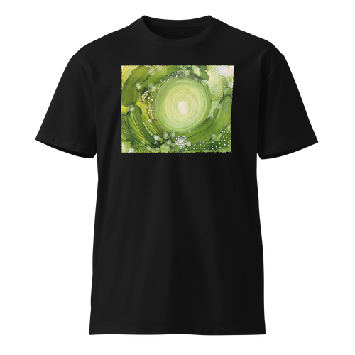 HEART CHAKRA Unisex Premium Cotton T-shirt Energy Art by Rebecca Bond - Dark