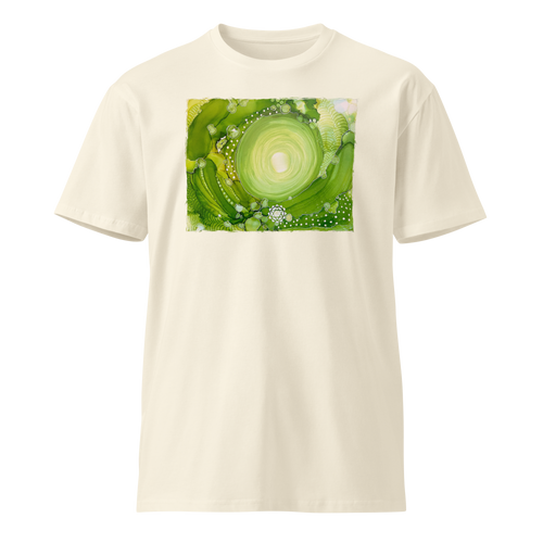 HEART CHAKRA Unisex Premium Cotton T-shirt Energy Art by Rebecca Bond -  Light