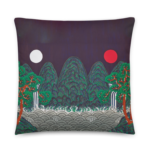 The Sun, the Moon, and the Five Peaks Throw Pillow by Meekyung Shin