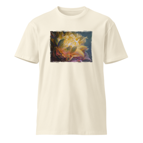GOLDEN FLOWER Unisex Premium Cotton T-shirt Energy Art by Al Choi - Light