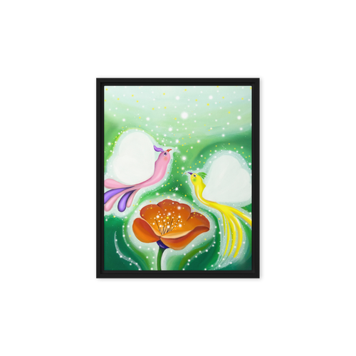 Bird of the Soul-Love - Energy Art by Jisu Han - Framed Canvas Print