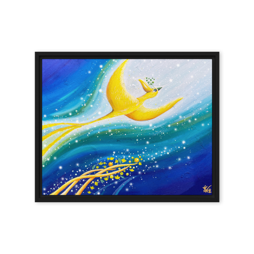 Bird of the Soul  #26-1 - Energy Art by Jisu Han - Framed Canvas Print