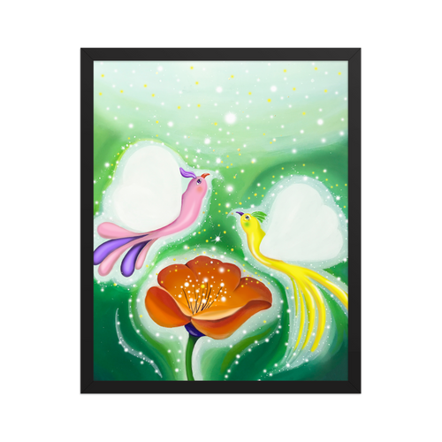 Bird of the Soul-Love - Energy Art by Jisu Han - Framed Paper Print