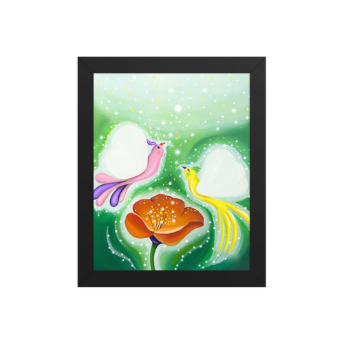 Bird of the Soul-Love - Energy Art by Jisu Han - Framed Paper Print