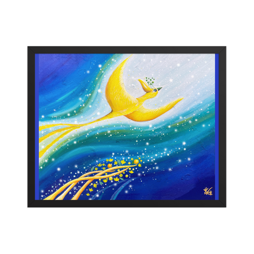 Bird of the Soul  #26-1 - Energy Art by Jisu Han - Framed Paper Print