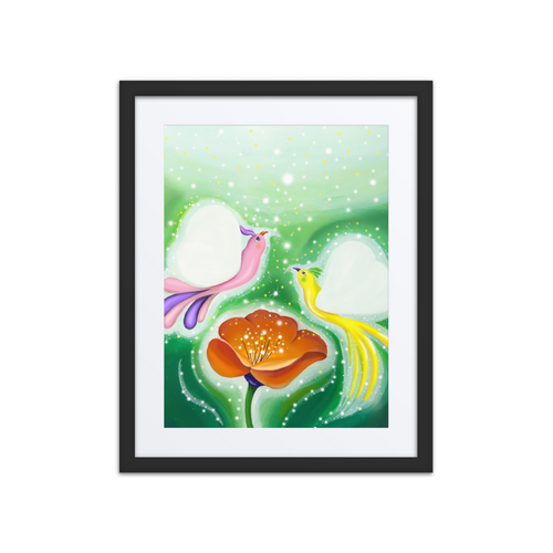 Bird of the Soul-Love - Energy Art by Jisu Han - Framed Paper Prints with Mat