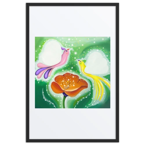 Bird of the Soul-Love - Energy Art by Jisu Han - Framed Paper Prints with Mat