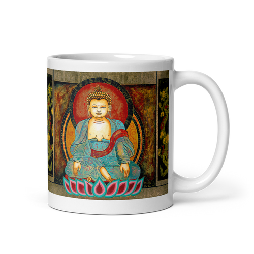 GATEWAY TO ENLIGHTENMENT White Glossy Ceramic Mug - Energy Art by Matthew Smith