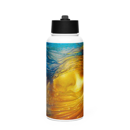 Wave of Thought - Energy Art by Matthew Smith - Stainless Steel Water Bottle with a Straw Lid